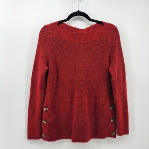 Talbots Petite Red Knit Sweater with Button Detail Long Sleeve‎ Small SP